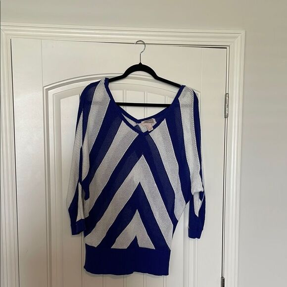 Blue and White Striped Sweater - Picture 1 of 4
